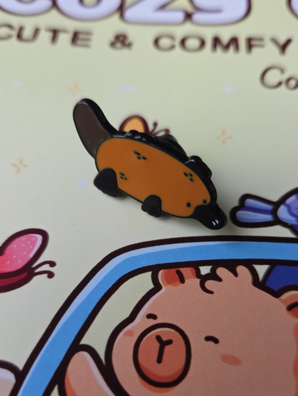 Cute Orange and Black Platypus Enamel Pin - Brand Unknown